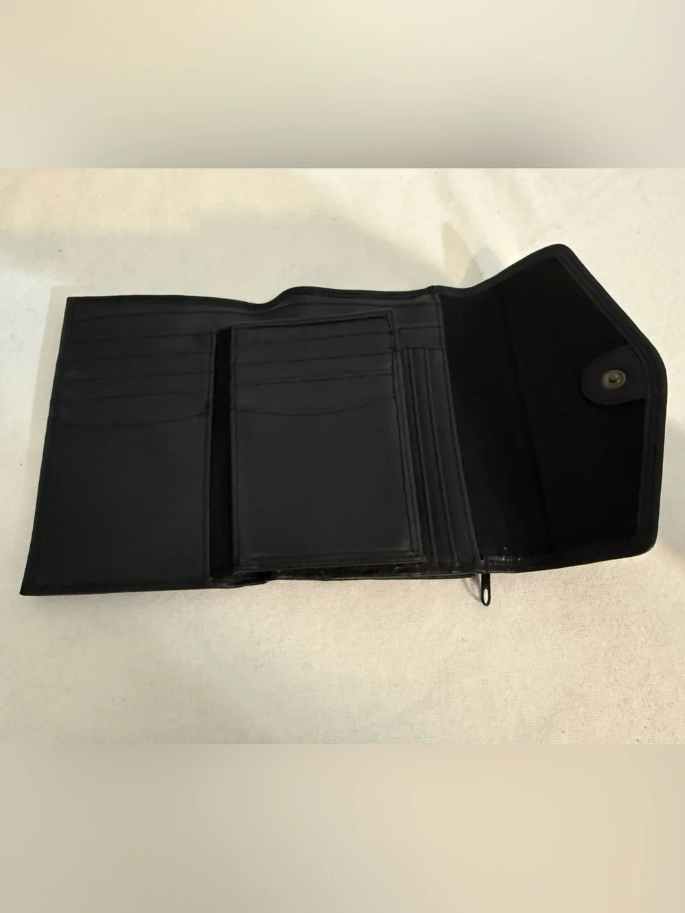 Fossil Black Genuine Leather Wallet Vintage Snap Closure Y2K